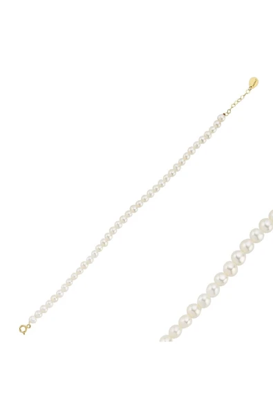 4,5 mm Doğal İnci Sıralı Bileklik - Resim 4