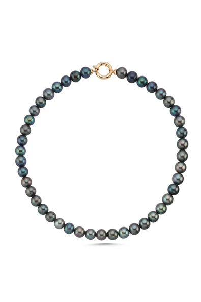 10,5 mm Siyah İnci Kolye - 6