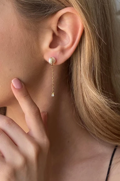 8,5 mm Tatlı Su Doğal İnci Sallantılı Küpe ürün görseli 1