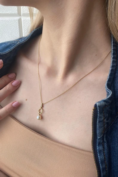 7,5 mm Halka Tatlı Su Doğal İnci Kolye