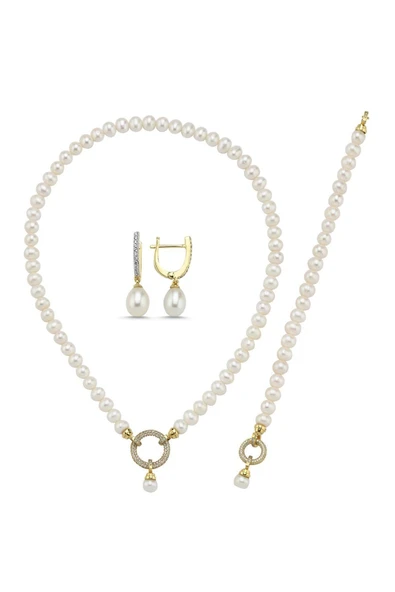 Halka Kilitli Doğal İnci Kolye Bileklik Küpe Üçlü Set - 8