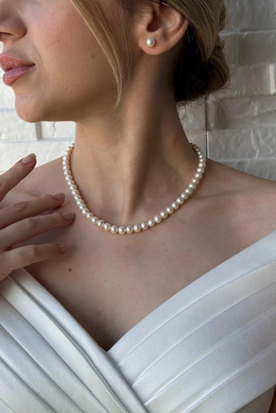 8,5 mm Sıralı Doğal İnci Kolye