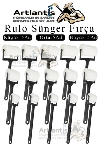 Sünger Rulo Fırça 15 li 1 Paket Siyah Plastik Saplı Boyama Süngeri Sanatsal Sünger Boya Fırçası Parmak Guaj Akrilik Boya - 1