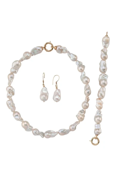 22,5 mm Barok İnci Kolye Bileklik Küpe Üçlü Set - 2