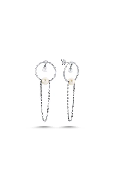 7,5 mm Tatlı Su Doğal İnci Sallanan Küpe - Resim 5