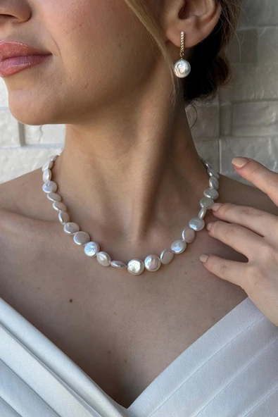 12,5 mm Para İnci Küpe ürün görseli 1