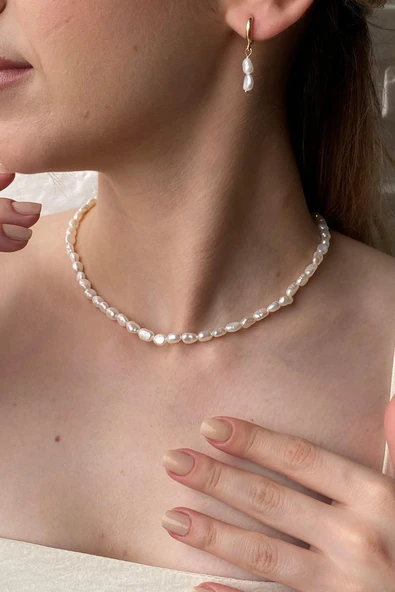 6,5 mm Yassı Barok İnci Küpe
