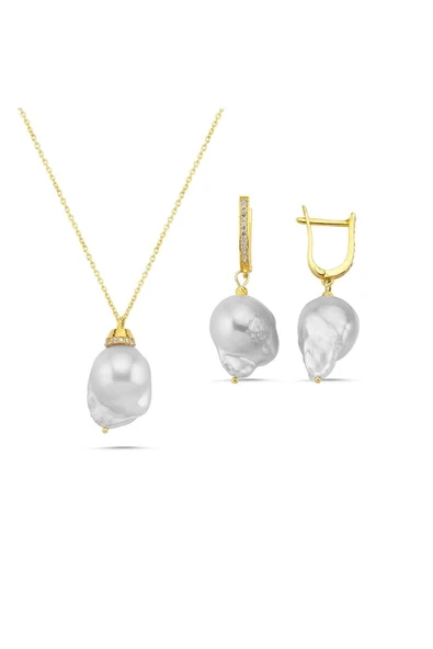Barok İnci Kolye Küpe İkili Set