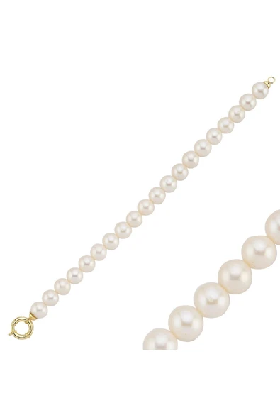 9,5 mm Denizci Kilit Doğal İnci Kolye Bileklik İkili Set