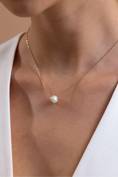 8,5 mm Kabuklu Doğal İnci Kolye ürün görseli