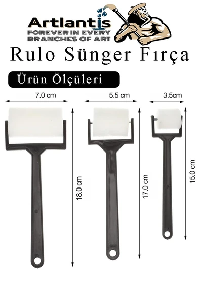 Sünger Rulo Fırça 15 li 1 Paket Siyah Plastik Saplı Boyama Süngeri Sanatsal Sünger Boya Fırçası Parmak Guaj Akrilik Boya - 2