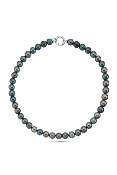 10,5 mm Siyah İnci Kolye - 4