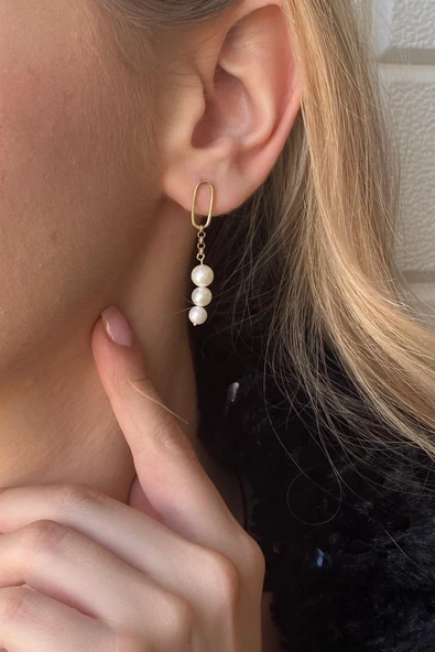 8,5 mm Sallanan Tatlı Su Doğal İnci Küpe ürün görseli 1