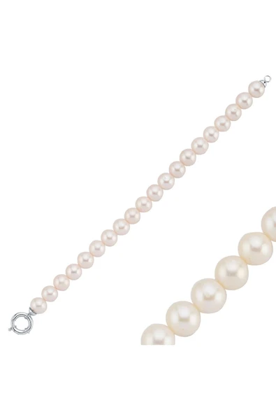 9,5 mm Denizci Kilit Doğal İnci Kolye Bileklik İkili Set - 11