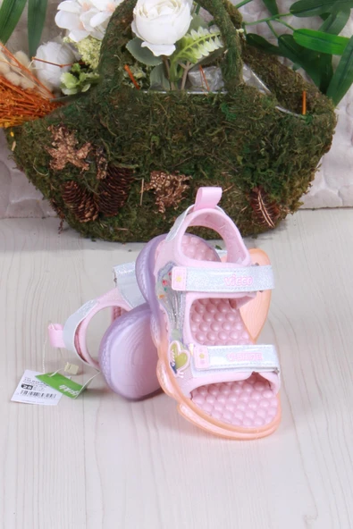 Vicco 332.B25Y.254 Pudra Can Anatomik Işıklı Kız Çocuk Sandalet - Resim 4