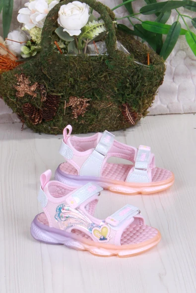 Vicco 332.B25Y.254 Pudra Can Anatomik Işıklı Kız Çocuk Sandalet ürün görseli