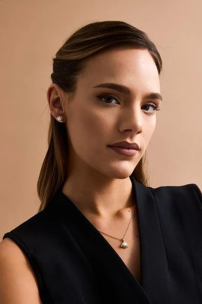 6,5 mm Zirkon Taşlı Doğal İnci Kolye - Resim 2