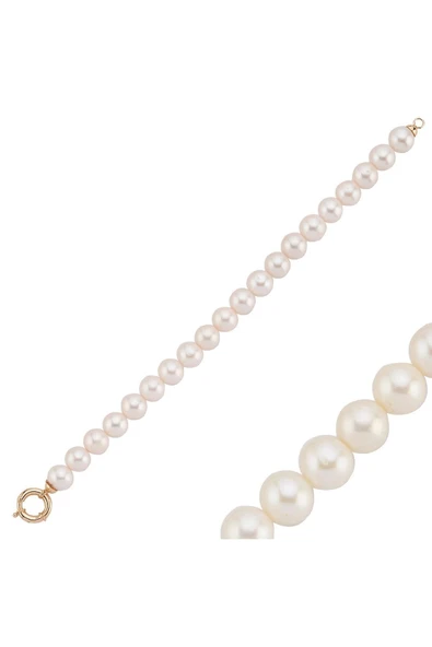 9,5 mm Denizci Kilit Doğal İnci Kolye Bileklik İkili Set - 10