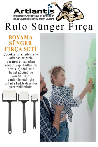 Sünger Rulo Fırça 15 li 1 Paket Siyah Plastik Saplı Boyama Süngeri Sanatsal Sünger Boya Fırçası Parmak Guaj Akrilik Boya - 5
