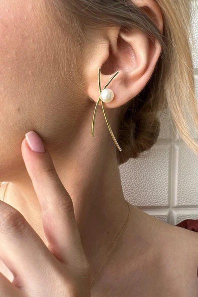 7,5 mm Doğal İnci Küpe - 2