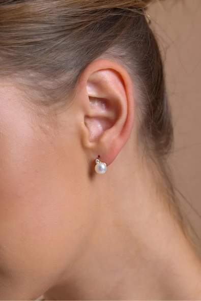 8,5 mm Doğal İnci 2,28 Karat Pırlantalı Küpe Kolye İkili Set