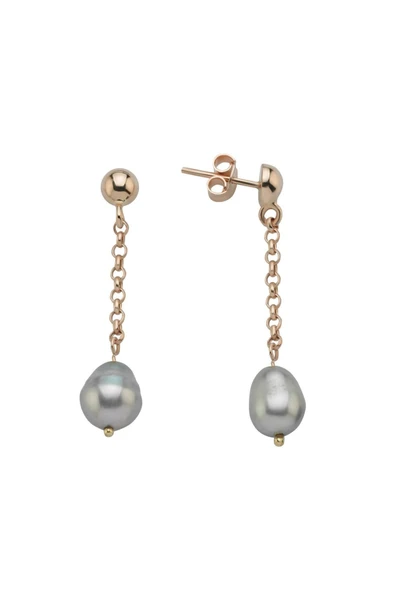 9,5 mm Doğal Barok İncili Zincir Küpe - Resim 4