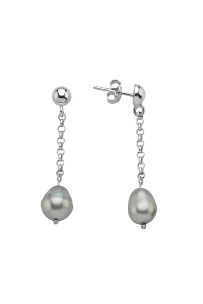 9,5 mm Doğal Barok İncili Zincir Küpe - Resim 5