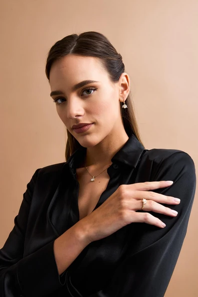 6,5 mm Yarım Çiçek Modeli Doğal İnci Kolye - Resim 2