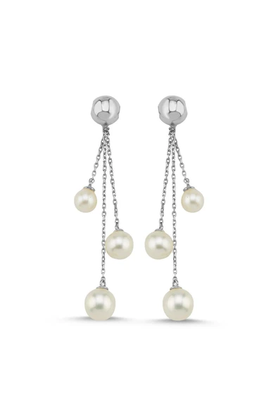 7,5 mm Küçük Halkalı Doğal İnci Sallantılı Küpe - Resim 8