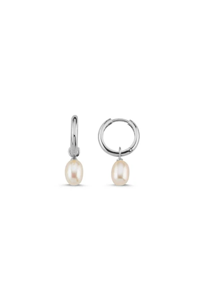 8,5 mm Doğal İnci Sallantı Küpe - 6