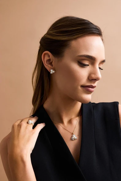 3,5 mm Zirkon Taşlı Doğal İnci Küpe - 2