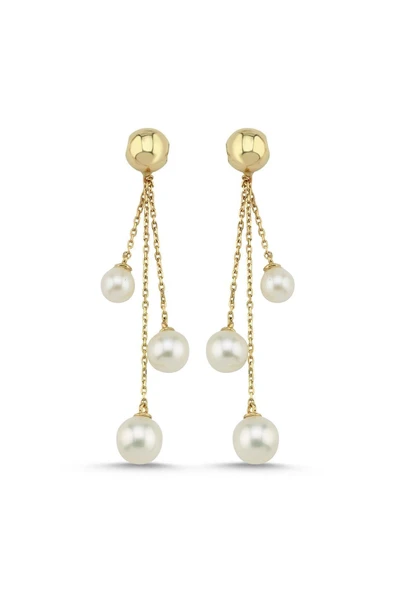 7,5 mm Küçük Halkalı Doğal İnci Sallantılı Küpe - Resim 6