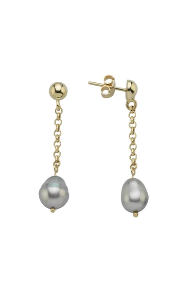 9,5 mm Doğal Barok İncili Zincir Küpe - Resim 3