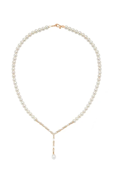 6,5 mm Baget Zirkon Taşlı Doğal İnci Kolye - 4