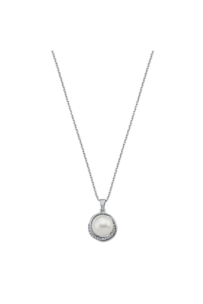10,5 mm Zirkon Taşlı Doğal İnci Kolye - 6
