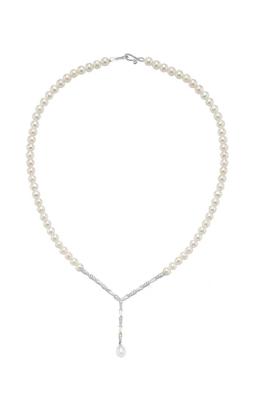 6,5 mm Baget Zirkon Taşlı Doğal İnci Kolye - 5