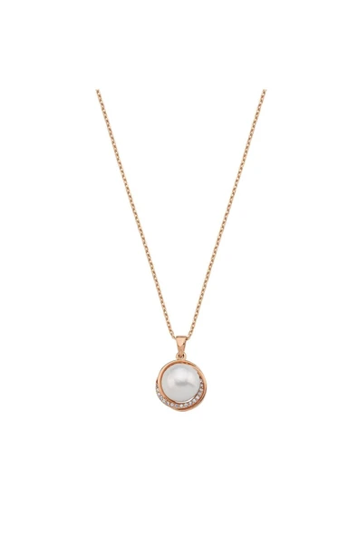 10,5 mm Zirkon Taşlı Doğal İnci Kolye - 5