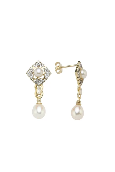 7,5 mm Baget Taşlı Doğal İnci Küpe - Resim 3