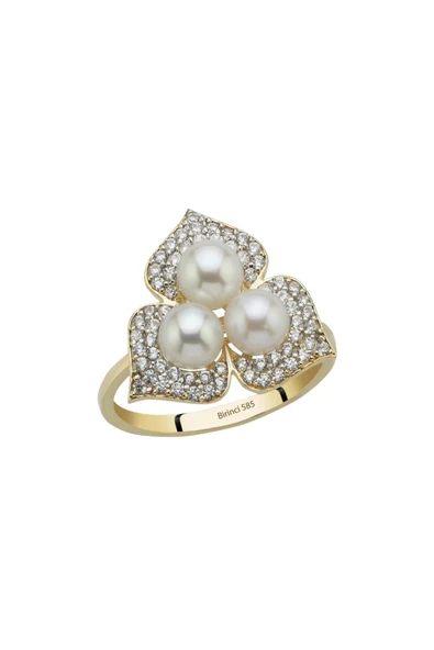 5,5 mm Zirkon Taşlı Doğal İnci Yüzük - Resim 3