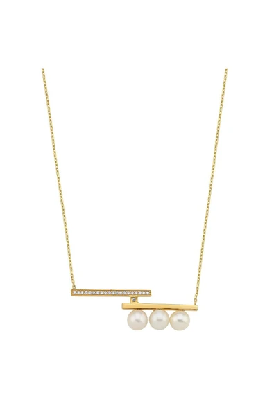 6,5 mm Üç Doğal İncili Kolye - Resim 6