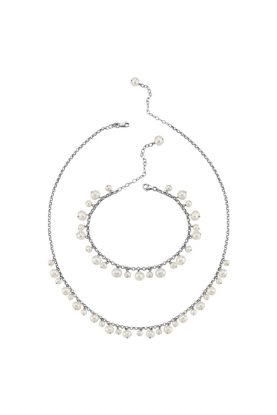 5,5 mm Doğal İnci Sallantılı Kolye Bileklik İkili Set - 7