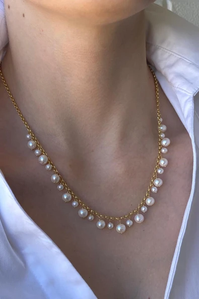 5,5 mm Doğal İncili Sallantılı Kolye ürün görseli