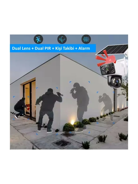 Okam 3915 4g 6mp Dual Lens Güneş Panelli Solar Sirenli Güvenlik Kamerası - 3