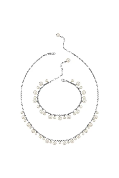 5,5 mm Doğal İnci Sallantılı Kolye Bileklik İkili Set - 10