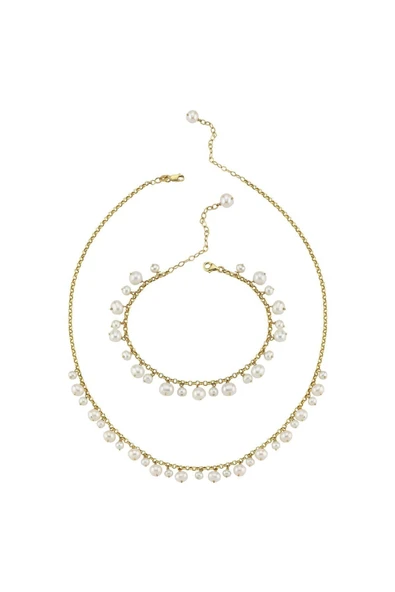 5,5 mm Doğal İnci Sallantılı Kolye Bileklik İkili Set - 8