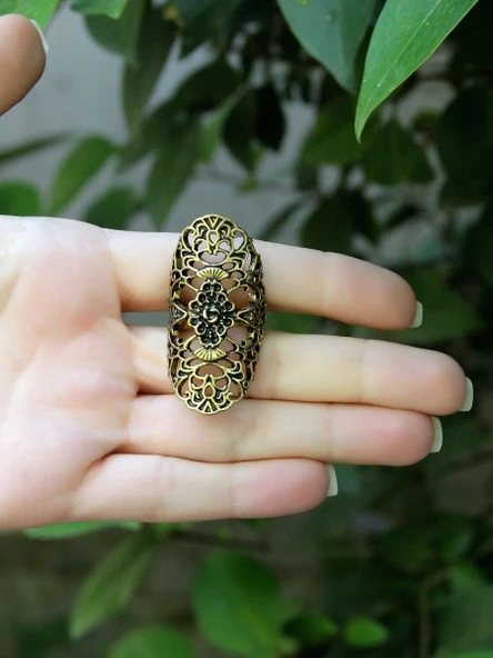 Trend Otantik Desenli Antik Ayarlanabilir Kadın Vintage Yüzük euy1276 - Resim 3