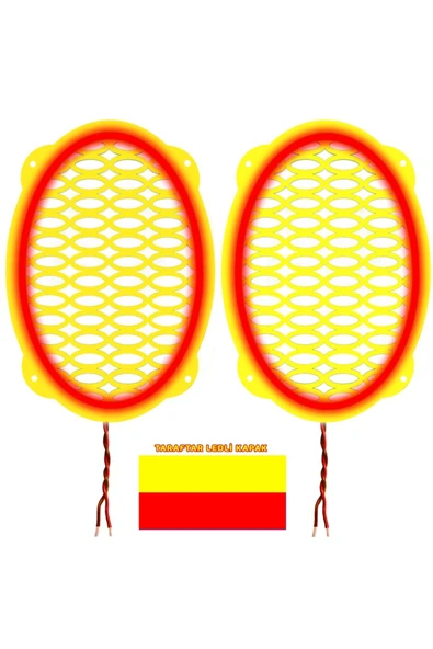 Ledli Taraftar Hoparlör Kapak Oval 2 Adet sarı kırmızı