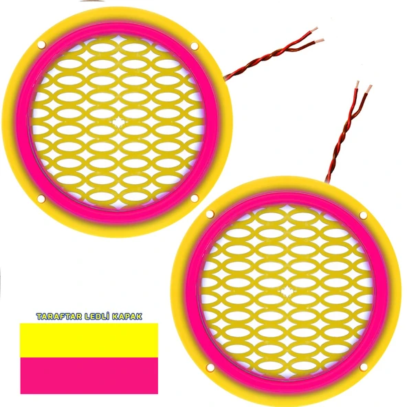 Ledli Taraftar Hoparlör Kapak 16cm 2 Adet sarı mor