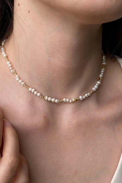 3,5 mm Dorika Toplu Çıtır Doğal İnci Kolye