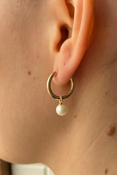 6,5 mm Sallantılı Doğal İnci Küpe